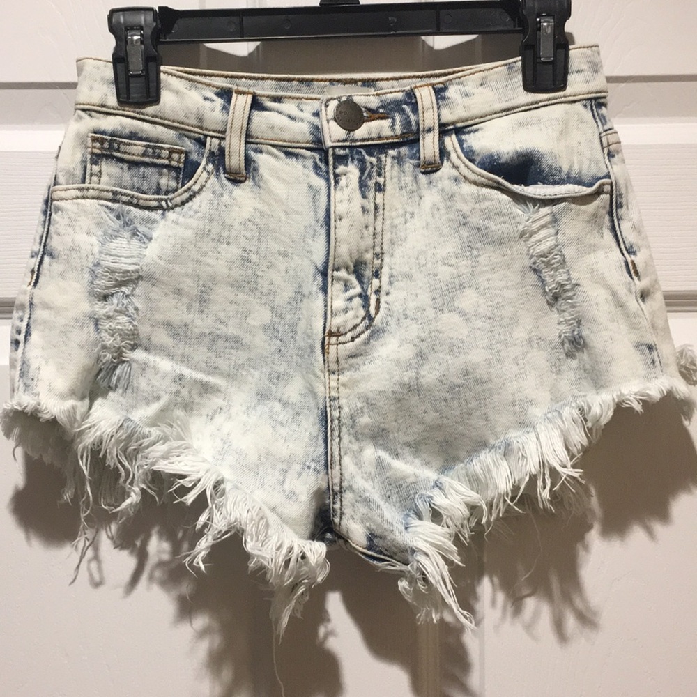High-Waisted Light Denim Shorts